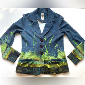 simply art by dolcezza jacket blazer Artistic Blue and Green small